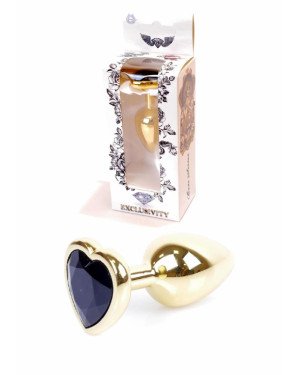Анальна пробка - Jewellery Gold Heart Plug Black