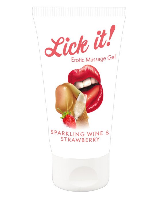 Масажний гель - Lick It! Sparkling Wine And Strawberry, 50 мл