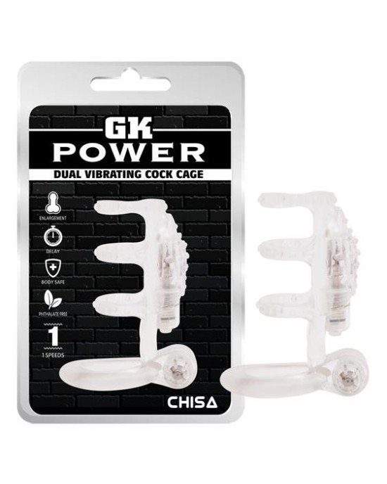 Насадка на член - GK Power Dual Vibrating Cock Cage Clear Насадка на член - GK Power Dual Vibrating Cock Cage Clear