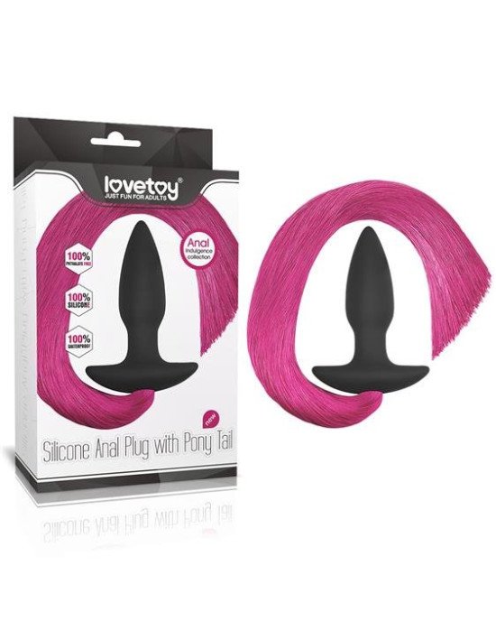 Анальна пробка - Anal Indulgence Collection Silicone Anal Plug With Pony Tail Red Анальна пробка - Anal Indulgence Collection Silicone Anal Plug With Pony Tail Red