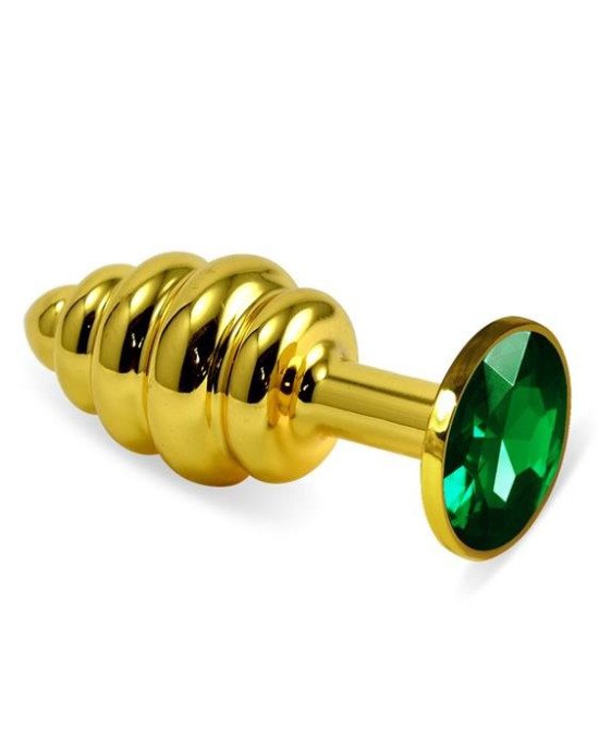 Анальна пробка - Heavy Metal Anal Plug Gold Rosebud Spiral Green Анальна пробка - Heavy Metal Anal Plug Gold Rosebud Spiral Green