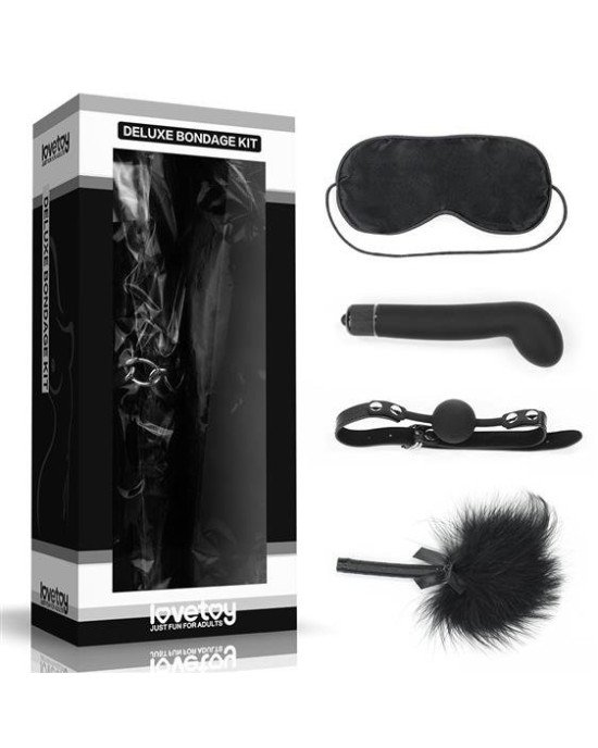 Набір БДСМ - Deluxe Bondage Kit (маска, вібратор, кляп, пір'їнка) Набір БДСМ - Deluxe Bondage Kit (маска, вібратор, кляп, пір'їнка)