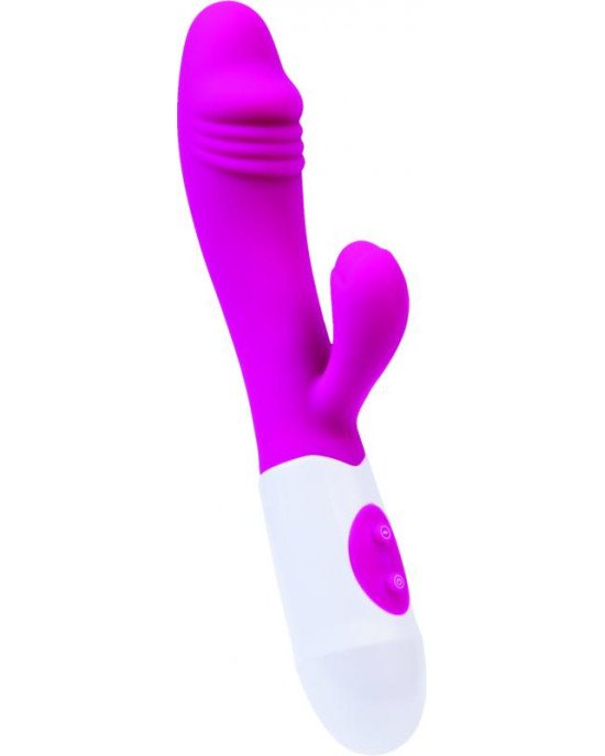 Вібратор з кліторальним стимулятором Toyfa A-Toys Area, силікон, рожевий, 19,5 см