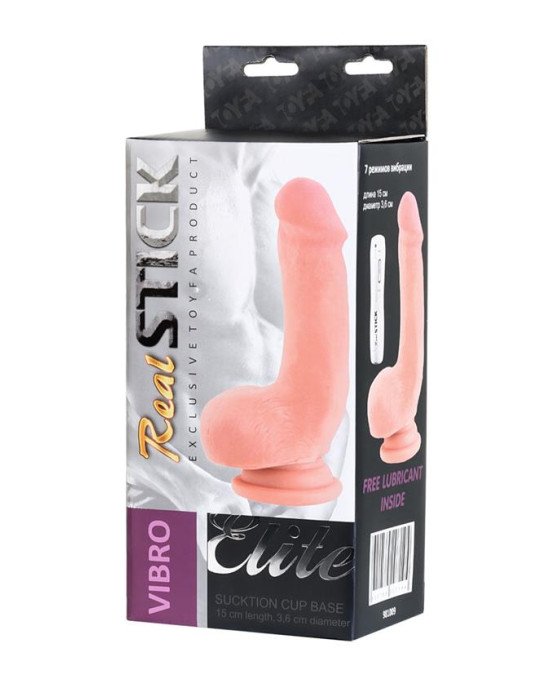 RealStick Elite, Realistic vibrator, TPR, flesh, 15 cm RealStick Elite, Realistic vibrator, TPR, flesh, 15 cm