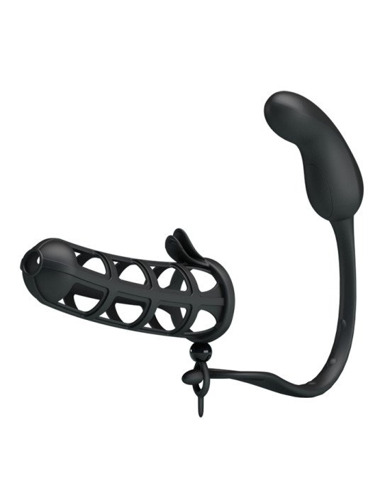 Насадка на член зі стимулятором простати - Pretty Love Hercules Penis Sheath Black Насадка на член зі стимулятором простати - Pretty Love Hercules Penis Sheath Black