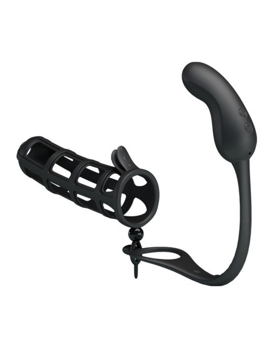 Насадка на член з анальною пробкою - Pretty Love Hercules Penis Sheath Black