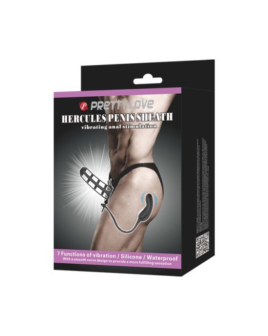 Насадка на член зі стимулятором простати - Pretty Love Hercules Penis Sheath Black Насадка на член зі стимулятором простати - Pretty Love Hercules Penis Sheath Black