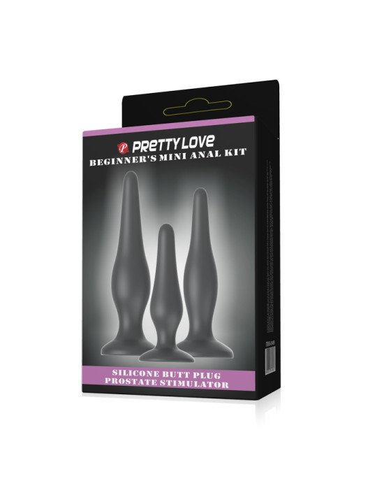 Набір анальних пробок - Pretty Love Begginer's Mini Anal Kit Black Набір анальних пробок - Pretty Love Begginer's Mini Anal Kit Black