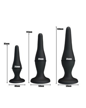 Набір анальних пробок - Pretty Love Begginer's Mini Anal Kit Black Набір анальних пробок - Pretty Love Begginer's Mini Anal Kit Black