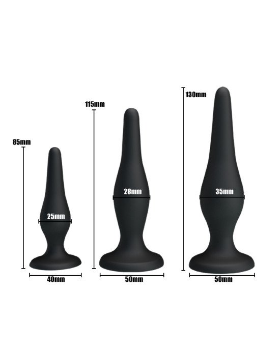 Набір анальних пробок - Pretty Love Begginer's Mini Anal Kit Black Набір анальних пробок - Pretty Love Begginer's Mini Anal Kit Black