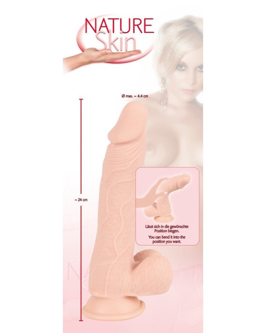 Фалоімітатор з мошонкою - Nature Skin Medium Bendable Dildo Фалоімітатор з мошонкою - Nature Skin Medium Bendable Dildo