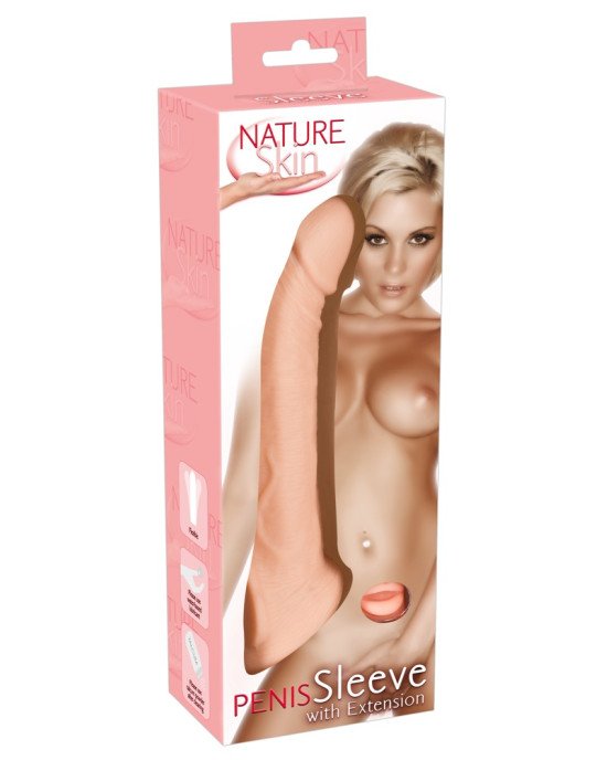 Насадка на член - Nature Skin Penis Sleeve With Extension Насадка на член - Nature Skin Penis Sleeve With Extension
