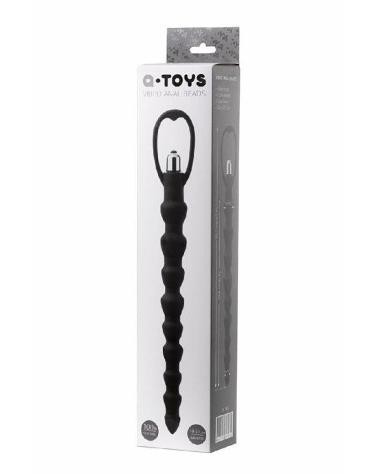 Анальний ланцюжок Toyfa A-Toys з вібрацією, силікон, чорний, 32,7см