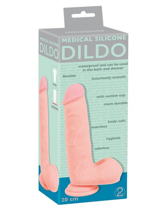 Фалоімітатор з мошонкою - Medical Silicone Dildo, 20 см Фалоімітатор з мошонкою - Medical Silicone Dildo, 20 см