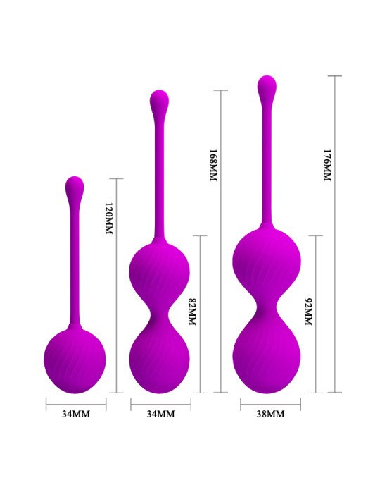 Вагінальні кульки - Pretty Love Kegel Balls Set Pink, 3 шт. Вагінальні кульки - Pretty Love Kegel Balls Set Pink, 3 шт.