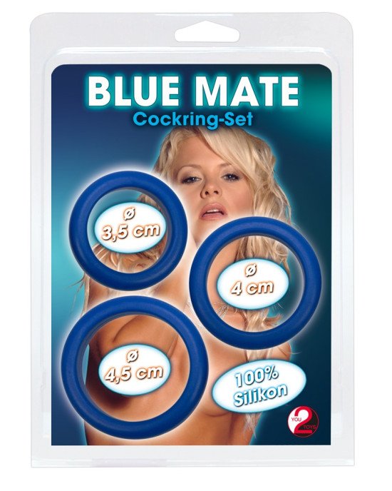 Ерекційні кільця - Blue Mate Cockring Set, 3 шт. Ерекційні кільця - Blue Mate Cockring Set, 3 шт.