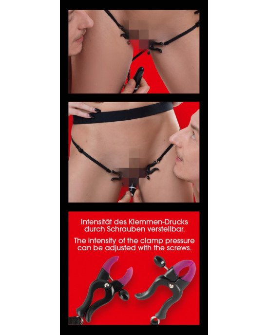 Затискачі для клітора - Bad Kitty Spreader String with Затискачі для клітора - Bad Kitty Spreader String with