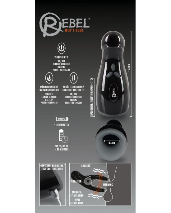 Мастурбатор - Rebel Masturbator with 3 function Мастурбатор - Rebel Masturbator with 3 function