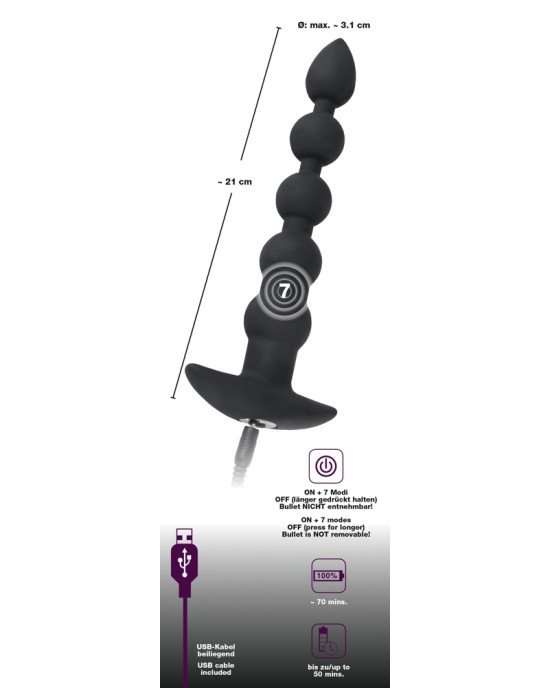 Анальний стимулятор - Black Velvets Rechargeable Beads Анальний стимулятор - Black Velvets Rechargeable Beads