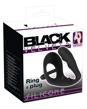 Анальна пробка з ерекційним кільцем - Black Velvets Ring & plug