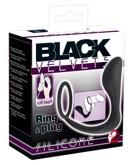 Ерекційне кільце - Black Velvets Ring & Plug Ерекційне кільце - Black Velvets Ring & Plug