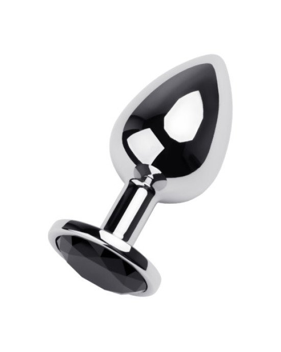 Silver anal plug TOYFA Metal with black round-shaped gem, length 8 cm, diameter 2,3-4 cm, weight 150 Silver anal plug TOYFA Metal with black round-shaped gem, length 8 cm, diameter 2,3-4 cm, weight 150