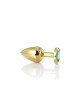 Gold anal plug TOYFA Metal with green round-shaped gem, length 7,8 cm, diameter 2,2-3,5 cm, weight 9 Gold anal plug TOYFA Metal with green round-shaped gem, length 7,8 cm, diameter 2,2-3,5 cm, weight 9