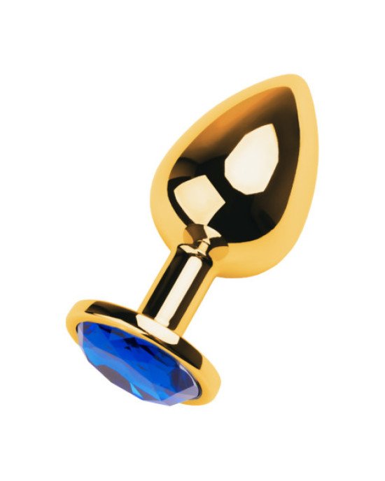 Gold anal plug TOYFA Metal with blue round-shaped gem, length 7,8 cm, diameter 2,3-4 cm, weight 170 Gold anal plug TOYFA Metal with blue round-shaped gem, length 7,8 cm, diameter 2,3-4 cm, weight 170