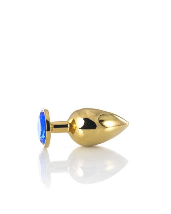 Gold anal plug TOYFA Metal with blue round-shaped gem, length 7,8 cm, diameter 2,3-4 cm, weight 170 Gold anal plug TOYFA Metal with blue round-shaped gem, length 7,8 cm, diameter 2,3-4 cm, weight 170