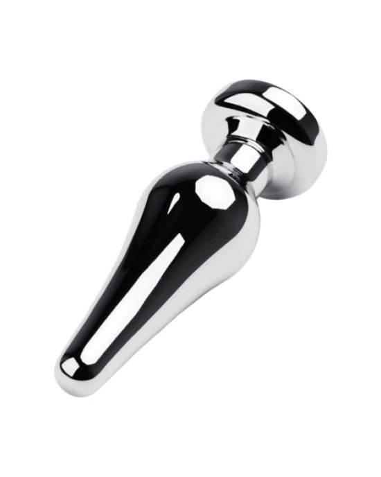 Silver anal plug TOYFA Metal with white round-shaped gem, length 9 cm, diameter 1,5-4 cm, weight 205 Silver anal plug TOYFA Metal with white round-shaped gem, length 9 cm, diameter 1,5-4 cm, weight 205