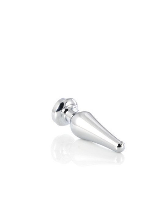Silver anal plug TOYFA Metal with white round-shaped gem, length 9 cm, diameter 1,5-4 cm, weight 205 Silver anal plug TOYFA Metal with white round-shaped gem, length 9 cm, diameter 1,5-4 cm, weight 205