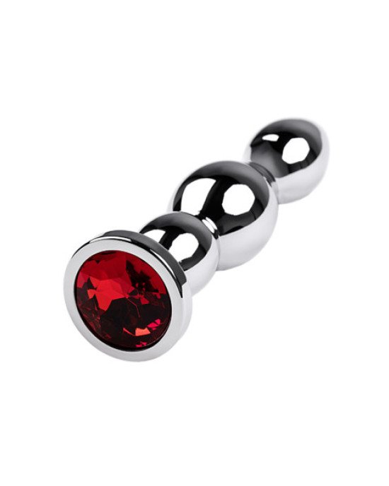 Silver anal plug TOYFA Metal with red round-shaped gem, length 12,2 cm, diameter 2-2,5 cm, weight 14 Silver anal plug TOYFA Metal with red round-shaped gem, length 12,2 cm, diameter 2-2,5 cm, weight 14