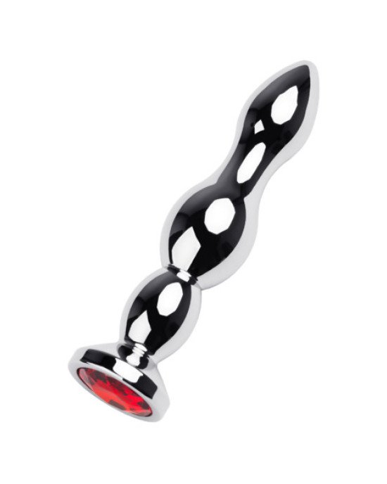 Silver anal plug TOYFA Metal with red round-shaped gem, length 12,2 cm, diameter 2-2,5 cm, weight 14 Silver anal plug TOYFA Metal with red round-shaped gem, length 12,2 cm, diameter 2-2,5 cm, weight 14