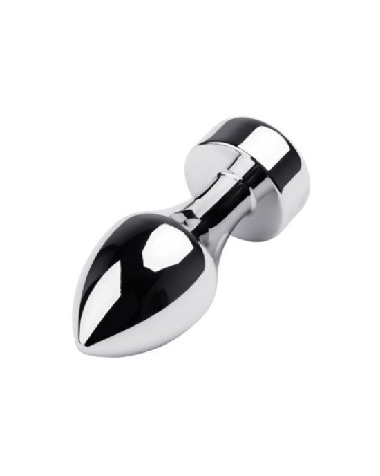 Silver anal plug TOYFA Metal with white round-shaped gem, length 8,2 cm, diameter 2,5-3,8 cm, weight Silver anal plug TOYFA Metal with white round-shaped gem, length 8,2 cm, diameter 2,5-3,8 cm, weight