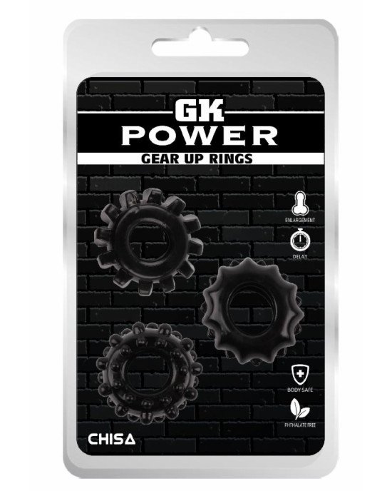 Ерекційні кільця - GK Power Gear Up Rings Black Ерекційні кільця - GK Power Gear Up Rings Black