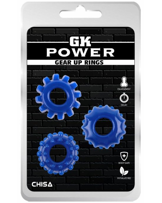 Ерекційні кільця - GK Power Gear Up Rings Blue Ерекційні кільця - GK Power Gear Up Rings Blue