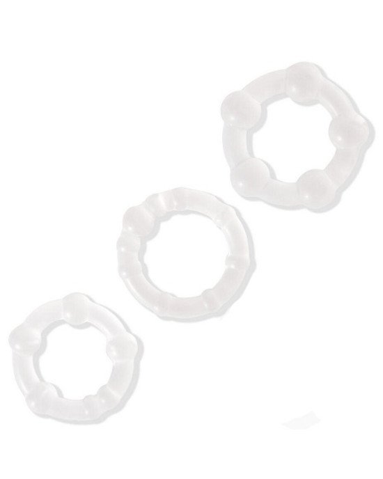 Ерекційні кільця - Power Plus Triple Beaded Ring Set Clear Ерекційні кільця - Power Plus Triple Beaded Ring Set Clear