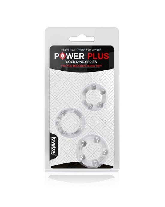 Ерекційні кільця - Power Plus Triple Beaded Ring Set Clear Ерекційні кільця - Power Plus Triple Beaded Ring Set Clear