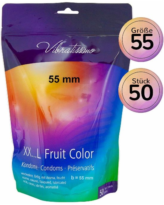 Презервативи - Vibratissimo XX ... L Fruit Color, 55 мм, 50 шт.