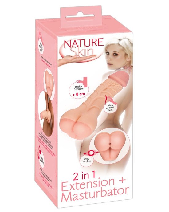 Мастурбатор-насадка - Nature Skin 2 in 1 Extension + Masturbator Мастурбатор-насадка - Nature Skin 2 in 1 Extension + Masturbator