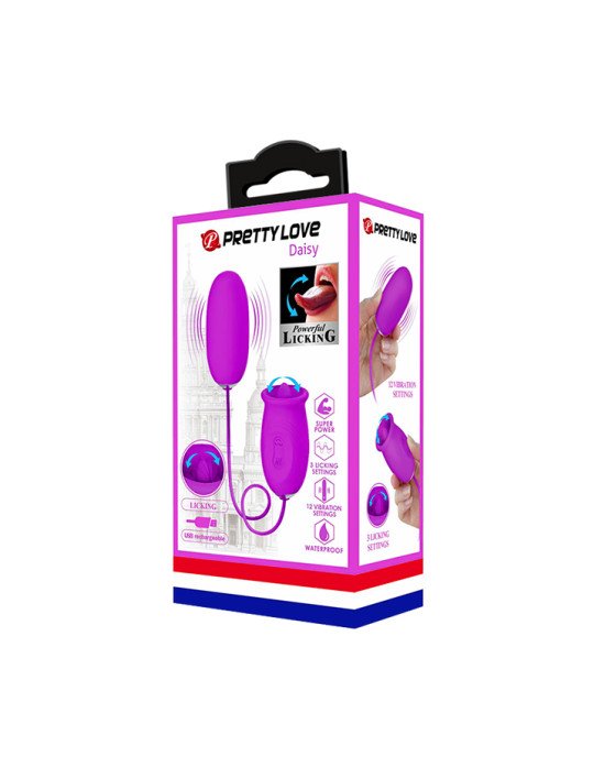 Кліторальний стимулятор з віброяйцем - Pretty Love Daisy Licking Vibrator Purple Кліторальний стимулятор з віброяйцем - Pretty Love Daisy Licking Vibrator Purple