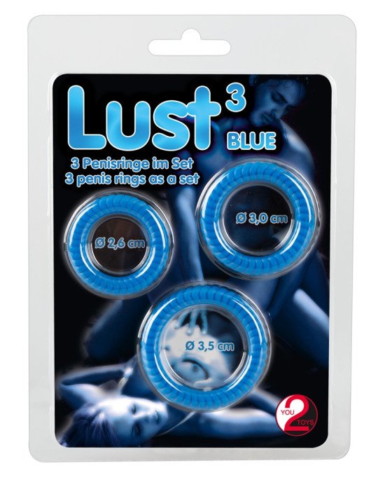Набір ерекційних кілець - Lust 3 Blue Набір ерекційних кілець - Lust 3 Blue