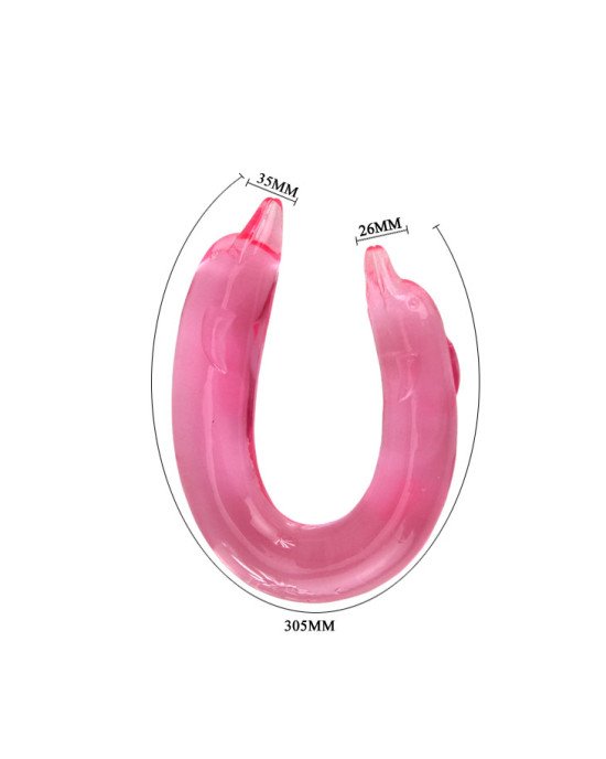 Двосторонній фалоімітатор - Double Dolphin Pink Двосторонній фалоімітатор - Double Dolphin Pink