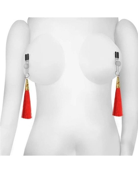 Затискачі для сосків - Bondage Fetish Glamor Tassel Nipple Clamp Red Затискачі для сосків - Bondage Fetish Glamor Tassel Nipple Clamp Red