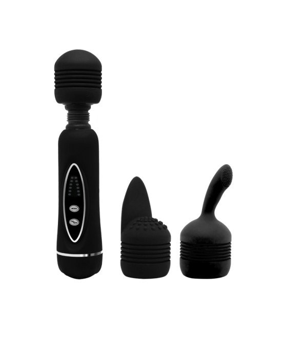 Вібратор зі змінними насадками - Power Wand Massage Kit Black Вібратор зі змінними насадками - Power Wand Massage Kit Black