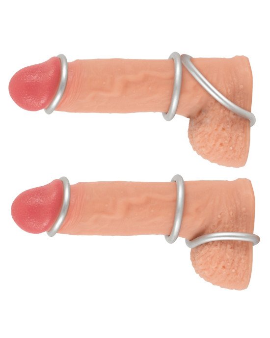 Набір ерекційних кілець - Metallic Silicone Cock Ring Set Набір ерекційних кілець - Metallic Silicone Cock Ring Set