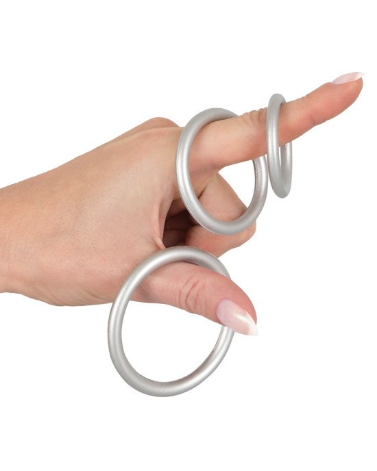 Набір ерекційних кілець - Metallic Silicone Cock Ring Set Набір ерекційних кілець - Metallic Silicone Cock Ring Set