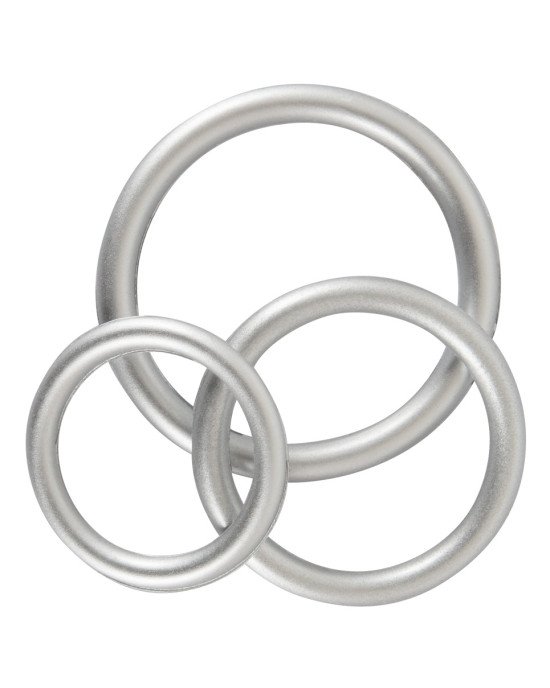Набір ерекційних кілець - Metallic Silicone Cock Ring Set Набір ерекційних кілець - Metallic Silicone Cock Ring Set