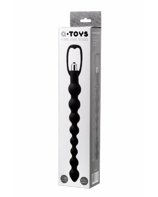 Анальний ланцюжок Toyfa A-Toys з вібрацією, силікон, чорний, 34 см