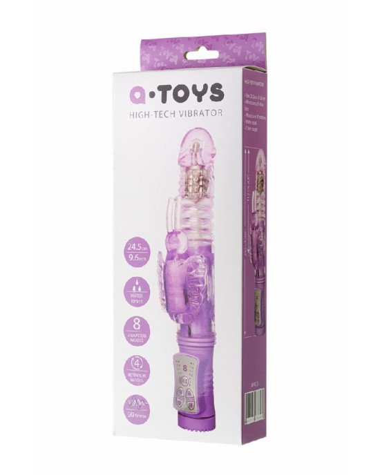 Вібратор з кліторальним стимулятором Toyfa A-Toys High-Tech Fantasy, TPE, фіолетовий, 24,5 см Вібратор з кліторальним стимулятором Toyfa A-Toys High-Tech Fantasy, TPE, фіолетовий, 24,5 см